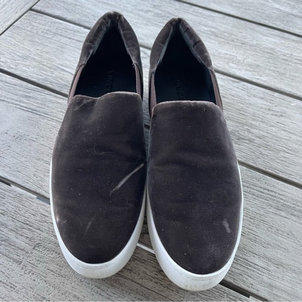Vince Warren Brown Velvet Slip On Platform Shoes … - image 2